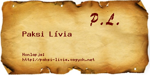 Paksi Lívia névjegykártya